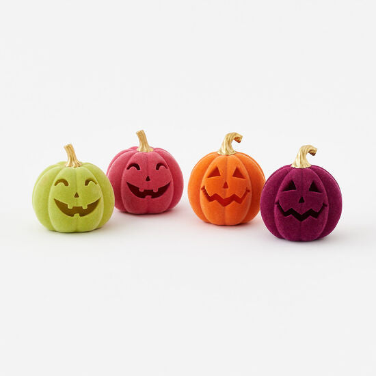 Flocked Jack-O-Lantern w/ Gold Stem 4.5"