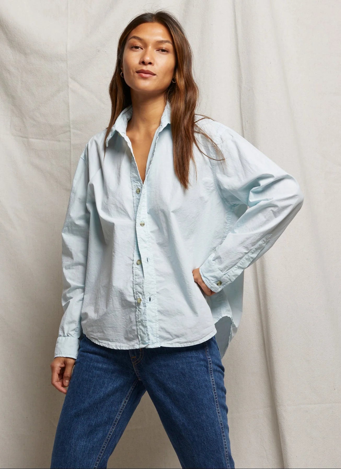 James Button Down Iced Aqua