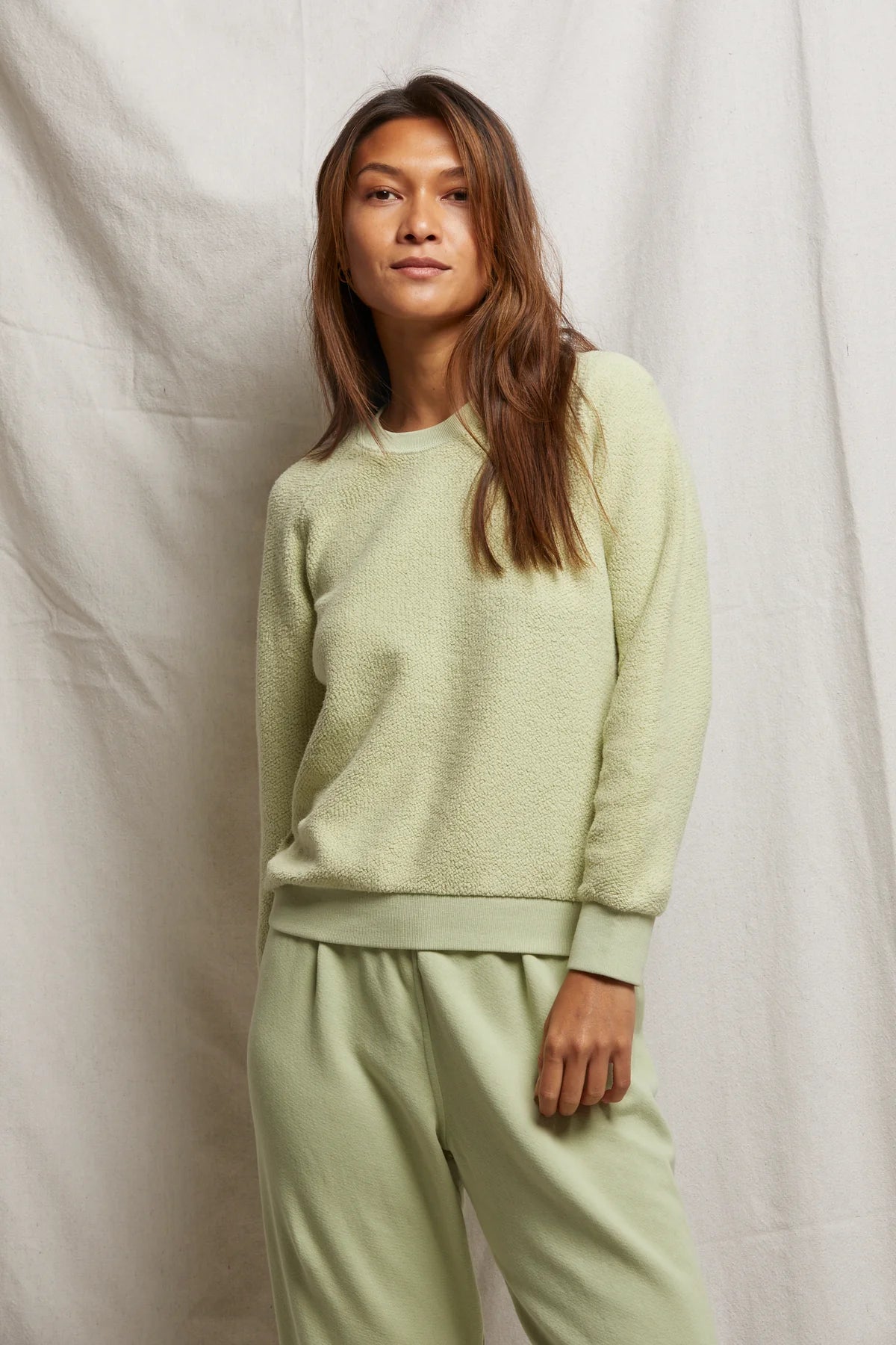 Reverse Fleece LS Shrunken Crew Pistachio