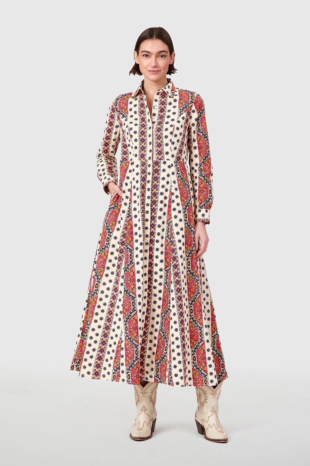Classic Shirtdress Crimson Mosaic