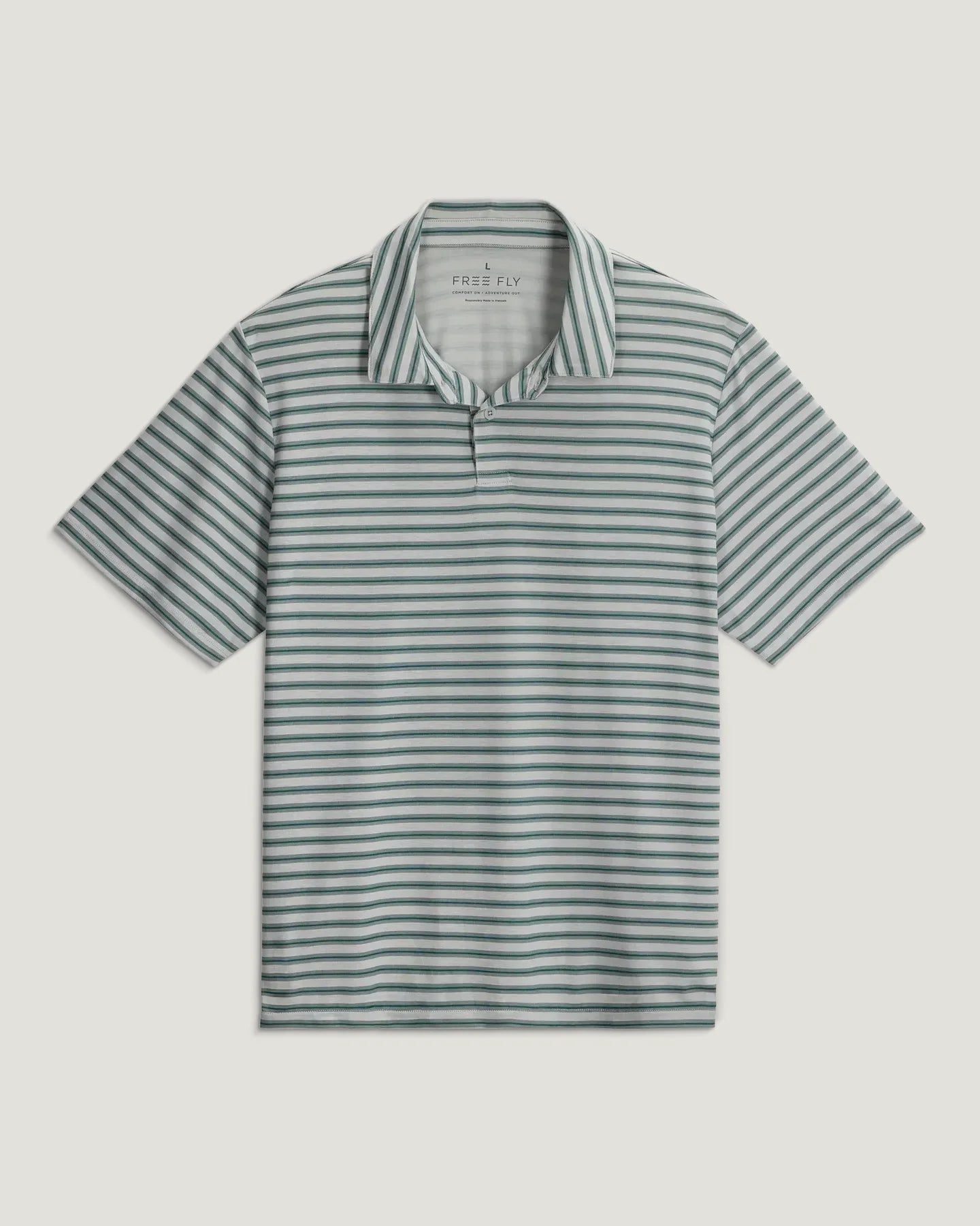 Men's Elevate Polo Smooth Sailing Stripe Heather Aspen Grey