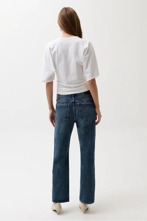 Lexi Mid Rise Bowed Straight Jean Artisan