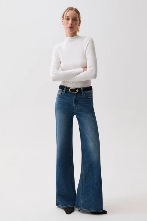 Vivian Mid Rise Wide Leg Blue Depths