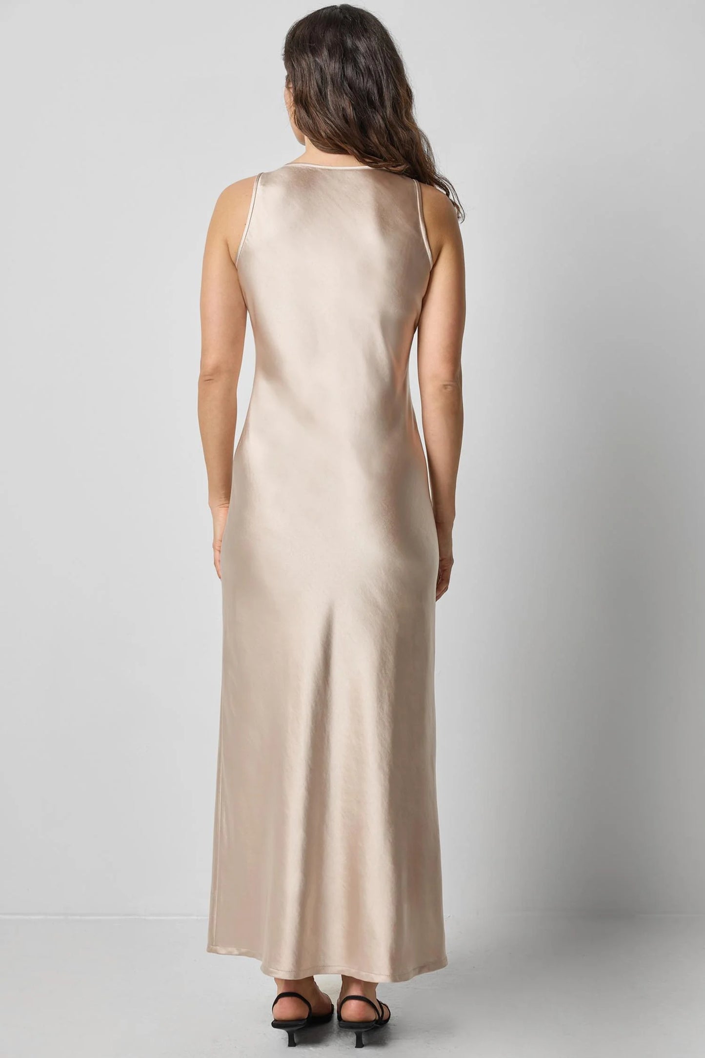 Satin Bias Maxi Dress Angora