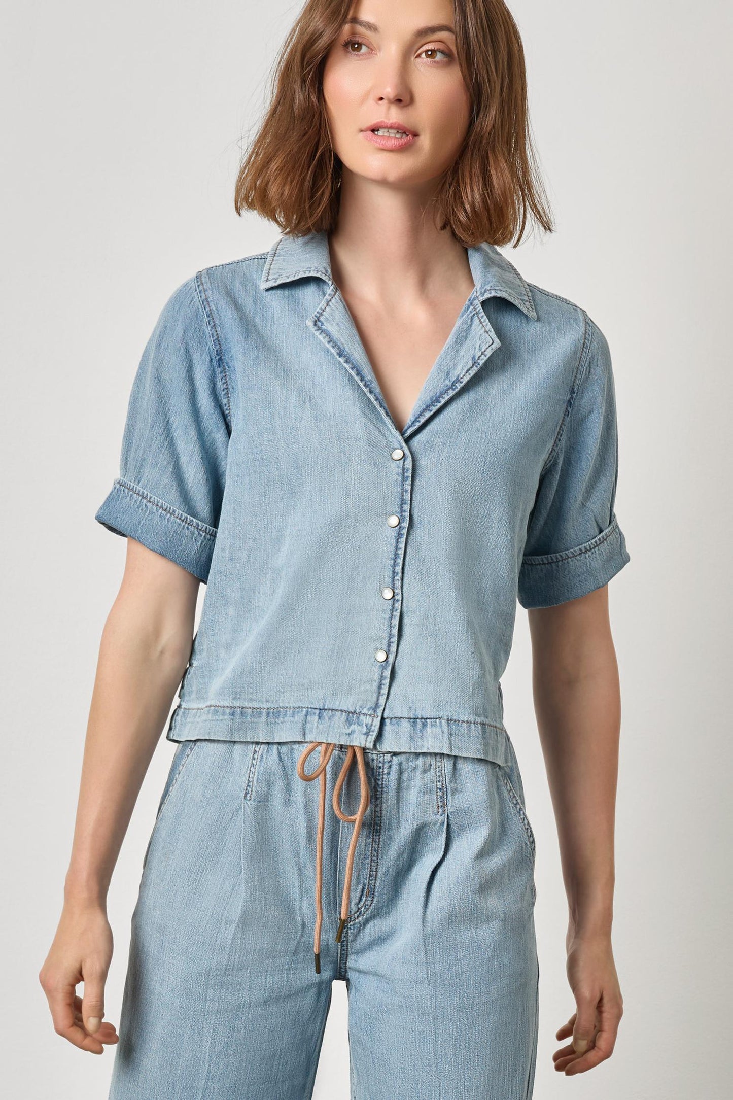 Denim Cuffed Shirt Blue Wash