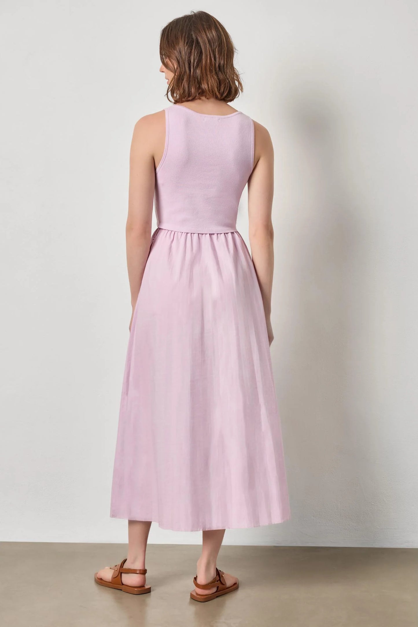 Mixed Media Scoop Neck Dress Lavender