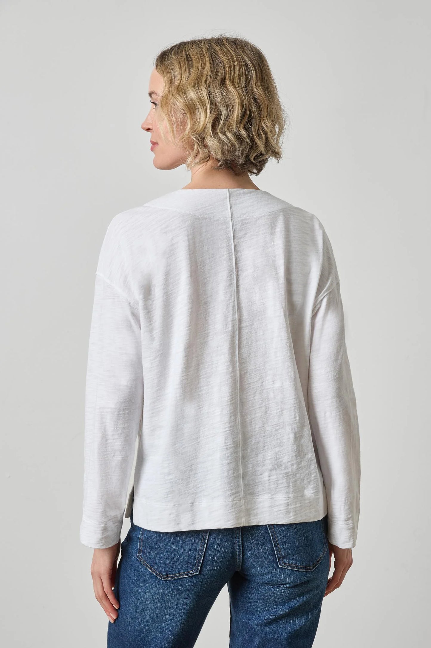 Keyhole Easy Cuffed Tee White