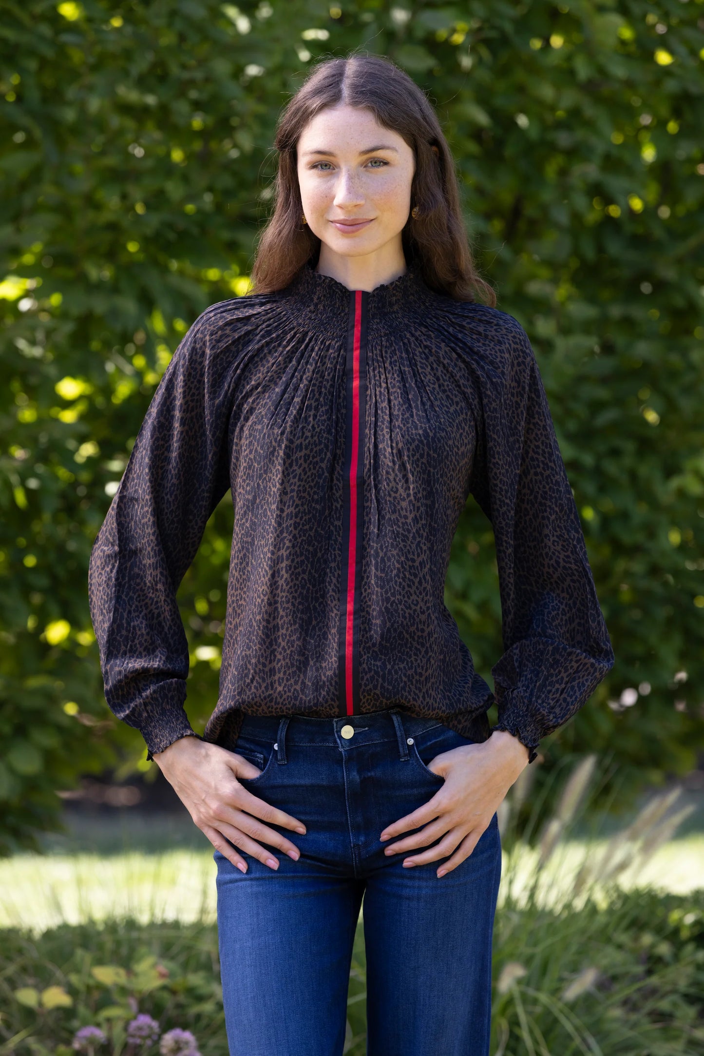 Brooklyn Full Sleeve Blouse Espresso Baby Leopard