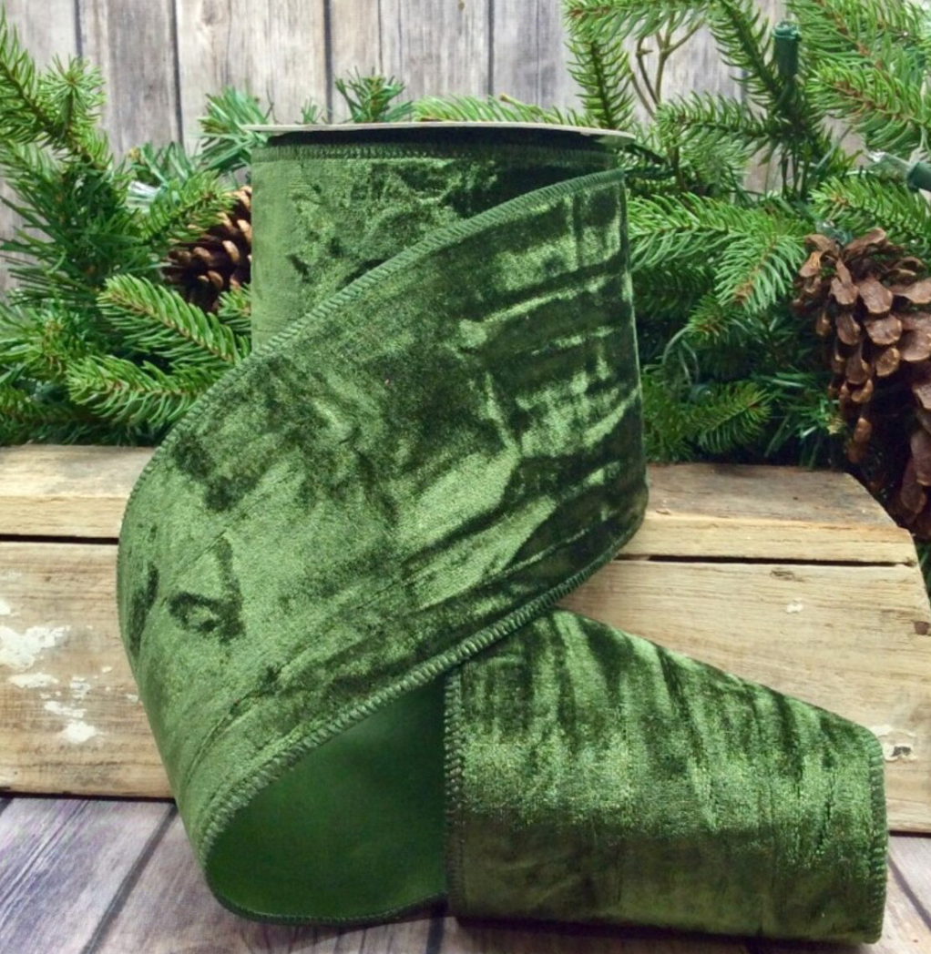 4” Crushed Velvet, Hunter