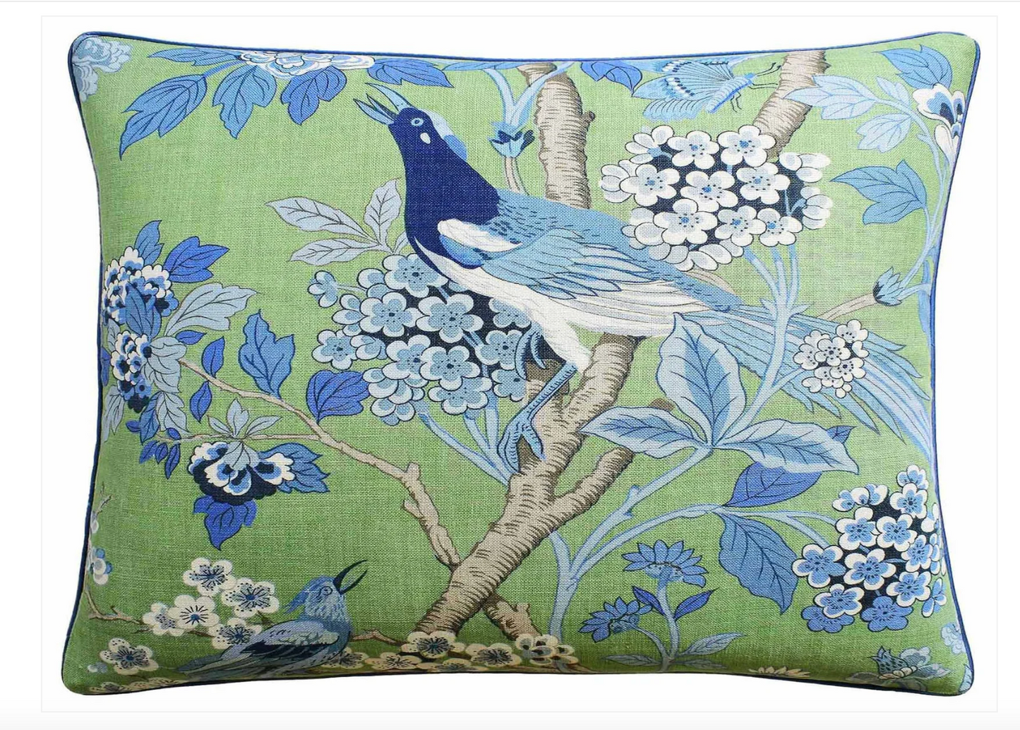 Hydrangea Bird Emerald Blue 14x20