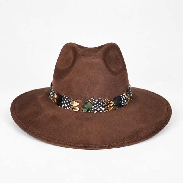 Chocolate Suede Hat Feather 206 Multi Color Mallard