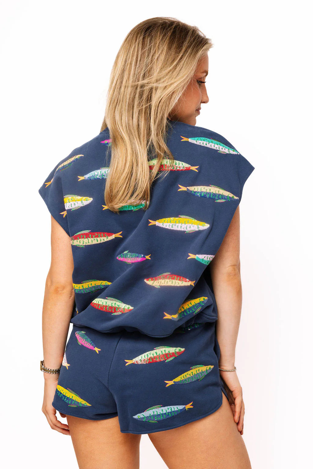 Navy Multi Fish Tie Tank