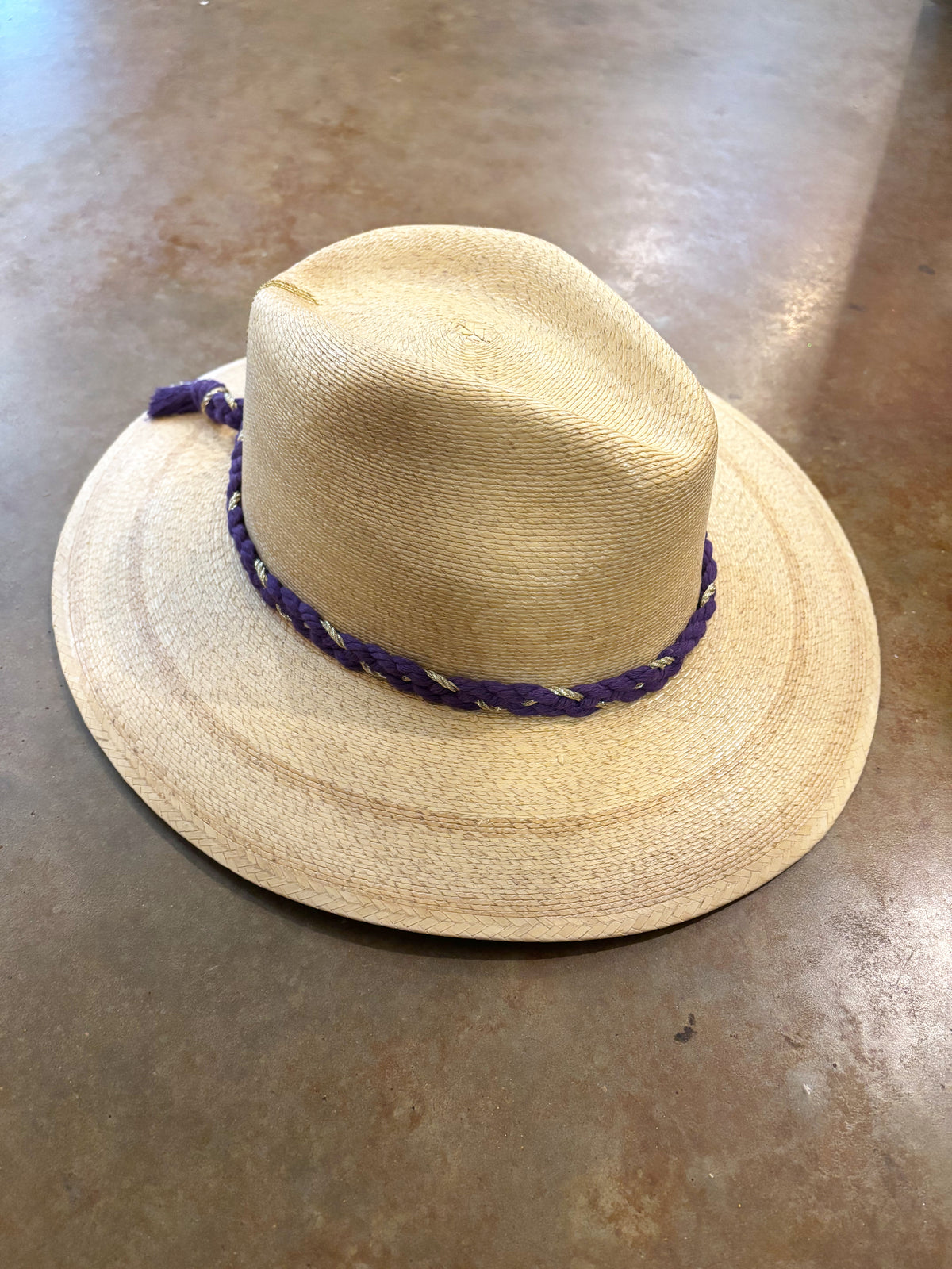 Natural Palm LSU Paw Purple & Gold Braid