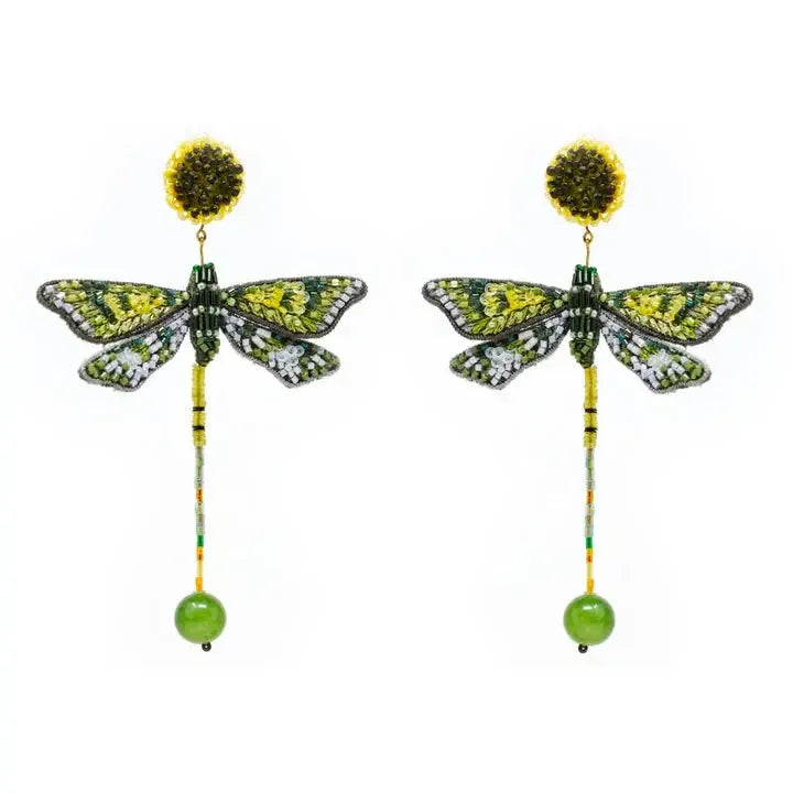 Green Dragon Fly Earrings