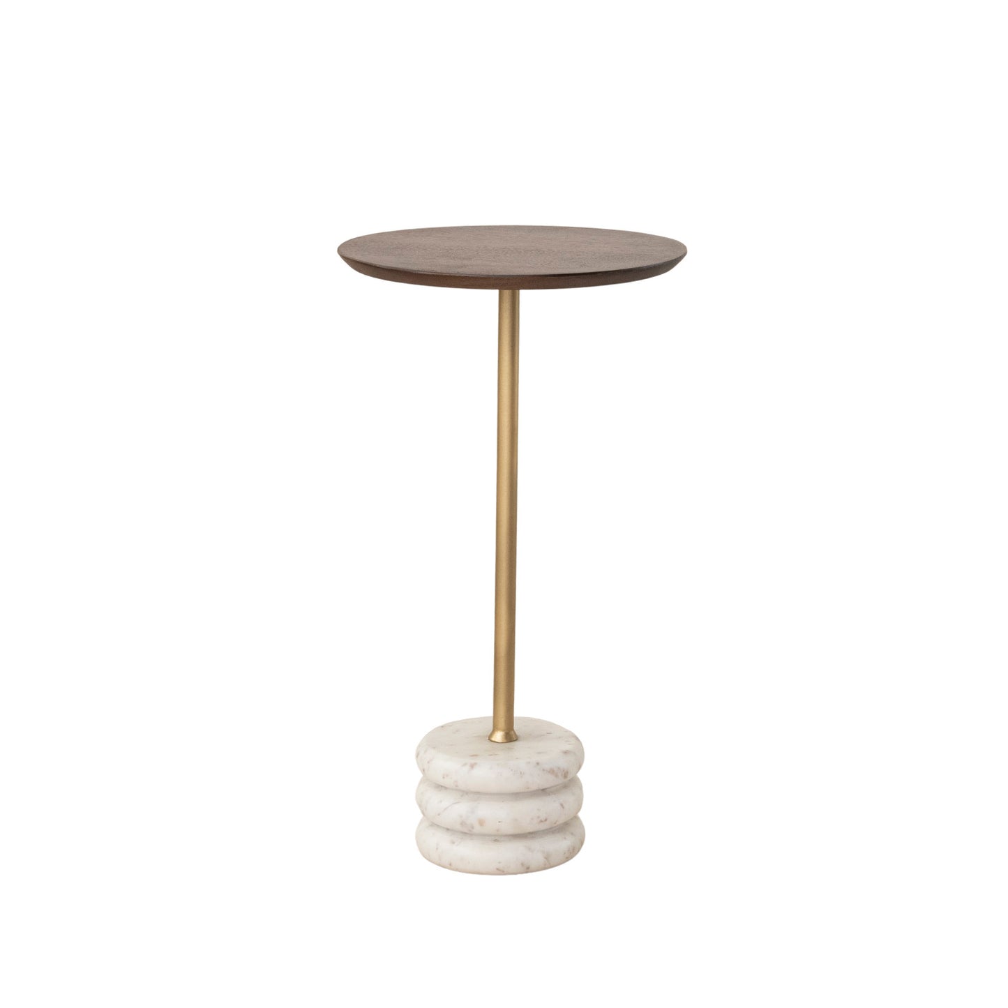 Metal & Mango Wood Martini Table White Gold & Walnut Finish