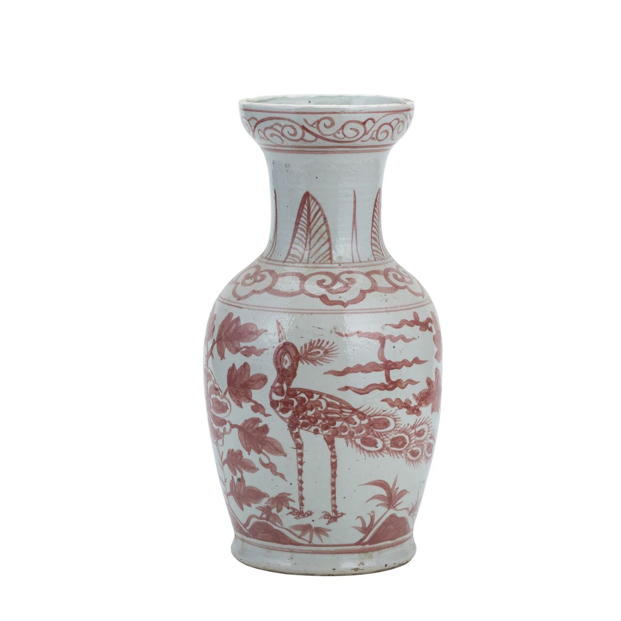 Coral Red Bird Vase Sm