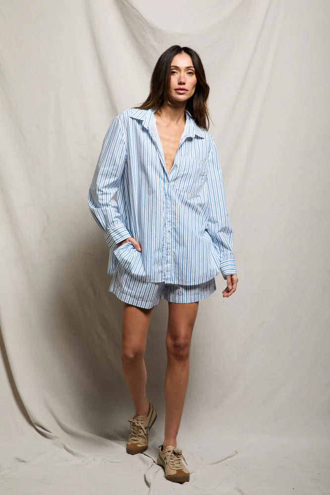 Poplin Short Pacific Blue Stripe