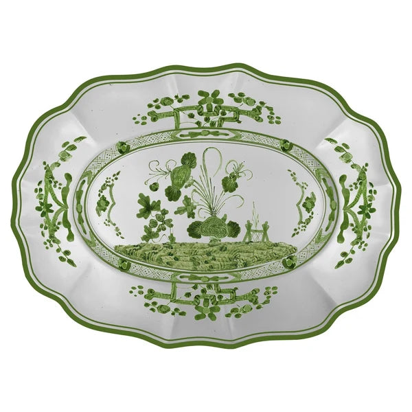 Beatriz Ball VIDA Faenza Medium Oval Platter Green and White