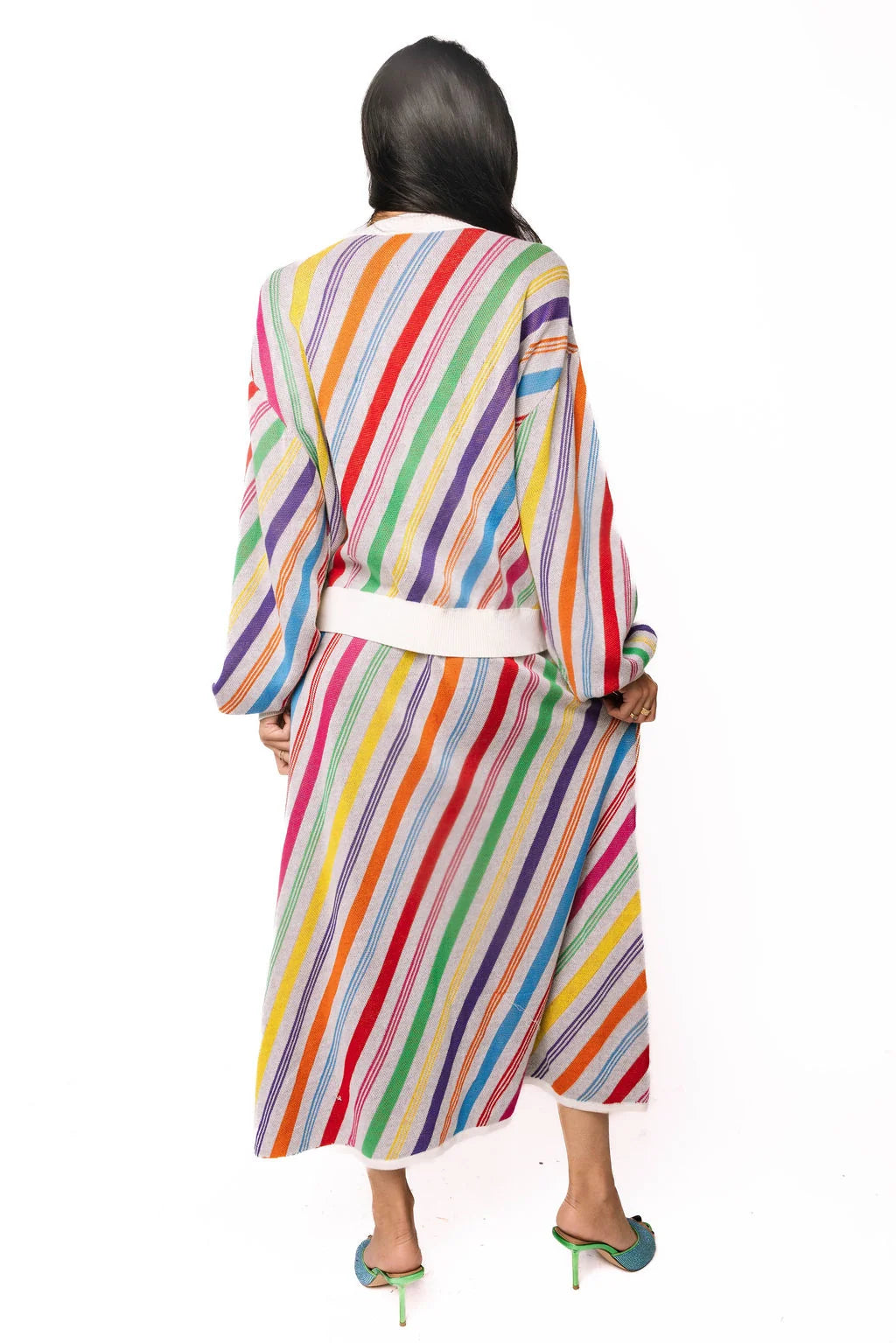Rainbow Striped 'Merry' Button Up Cardigan