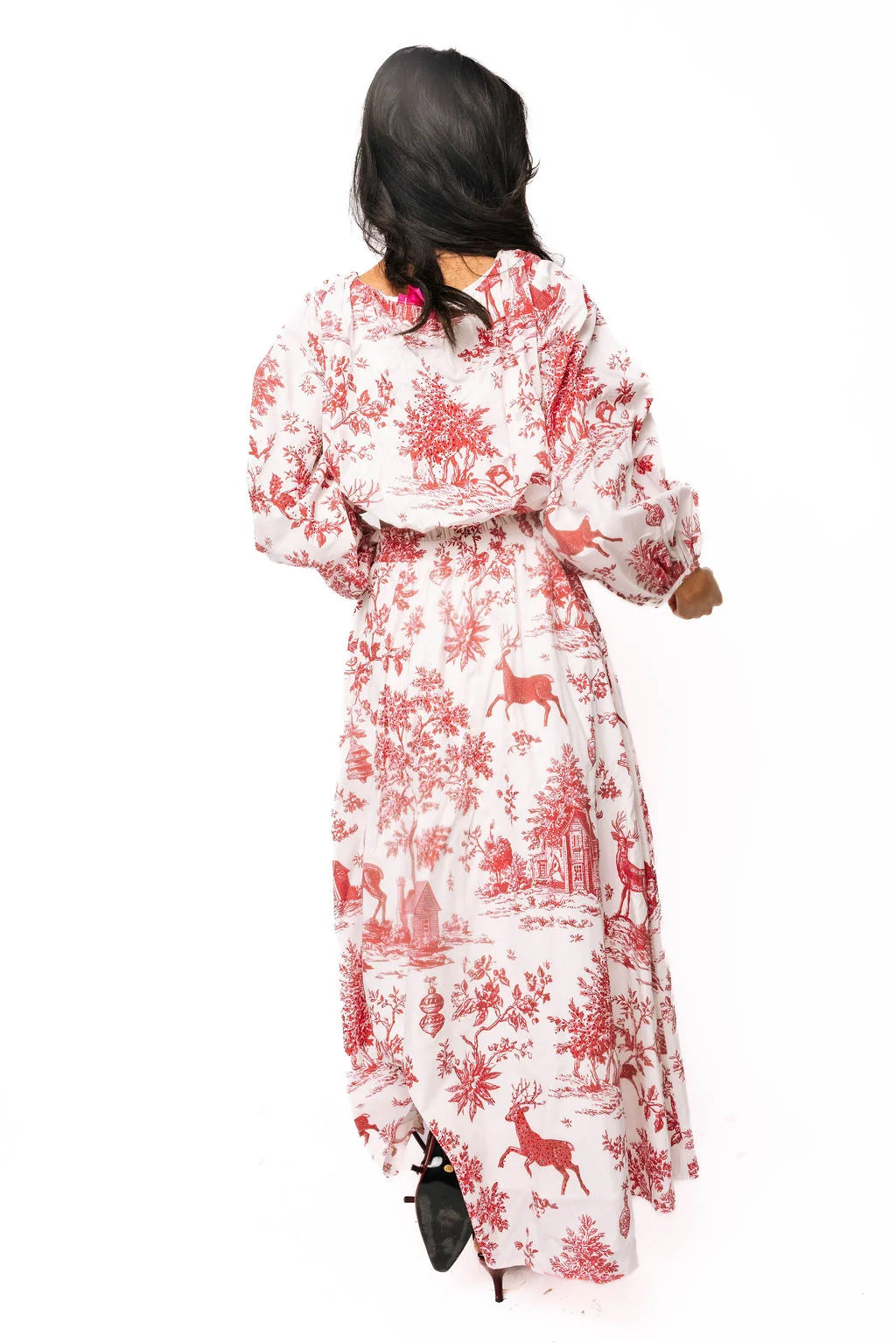 Red & White Christmas Twall Cotton Midi Skirt