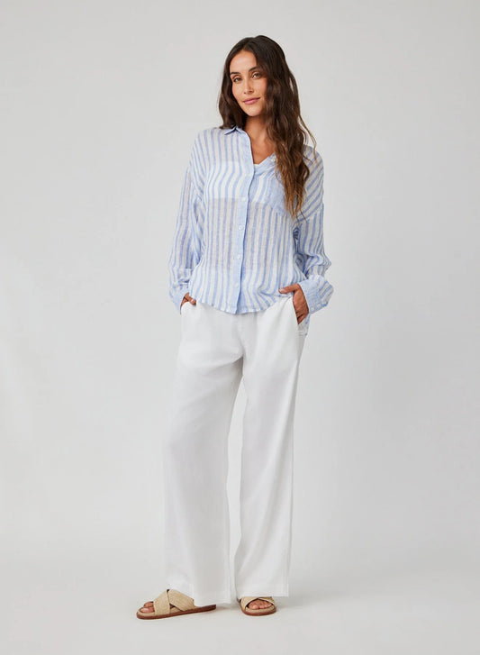 Contrast Pocket Boyfriend Shirt Blue Sky Stripe