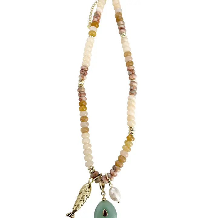 Elikai Beaded Triple Charm Necklace