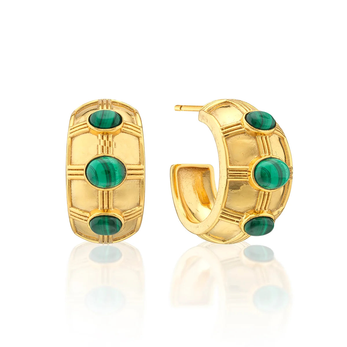 Bold Hoop Earrings Malachite