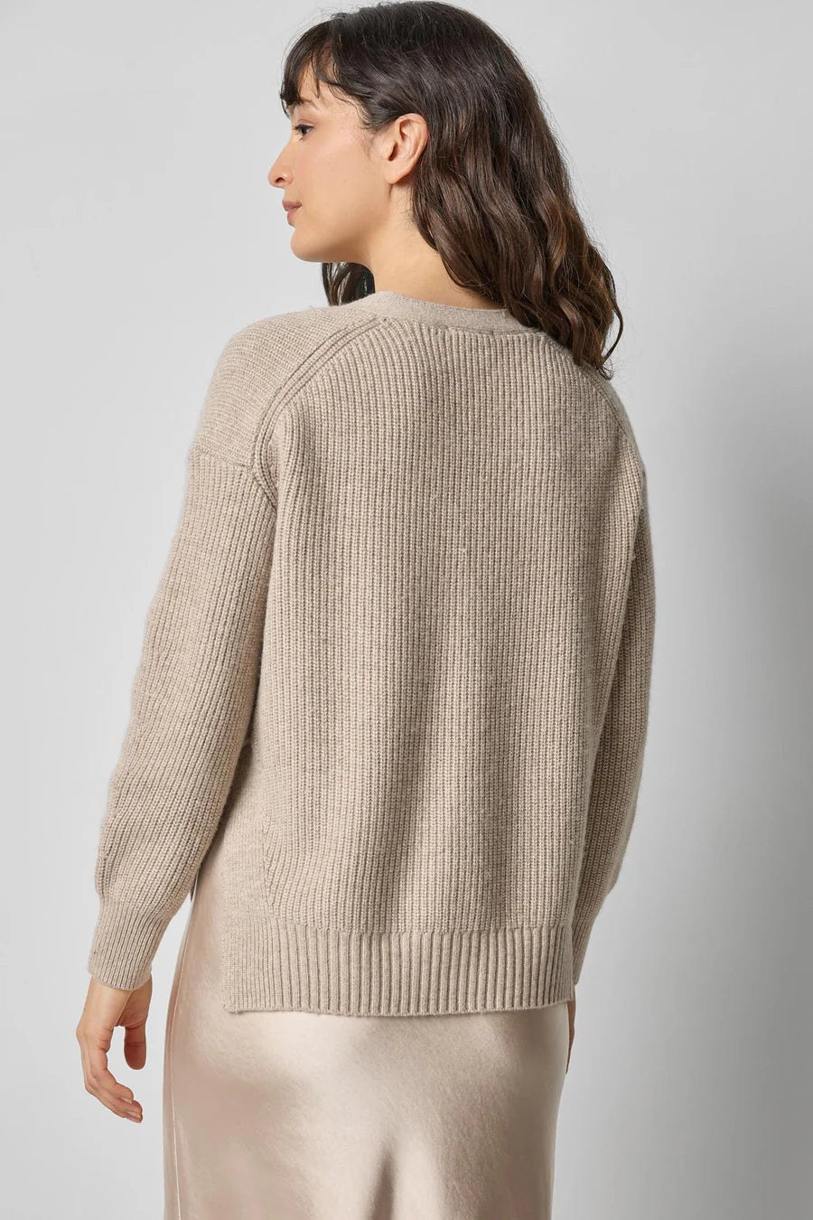 Relaxed Side Vent Cardigan Wheat