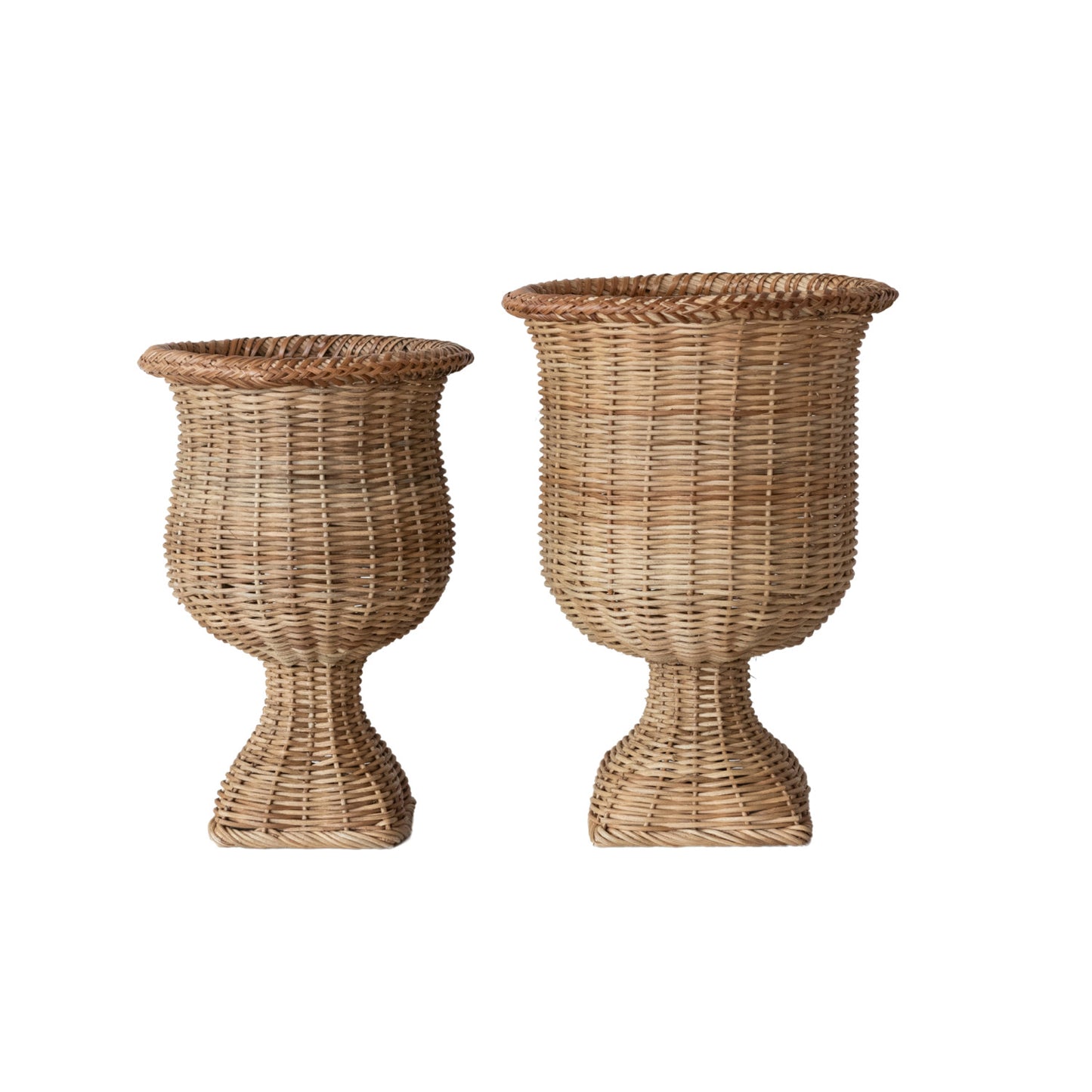 Hand-Woven Rattan Urns