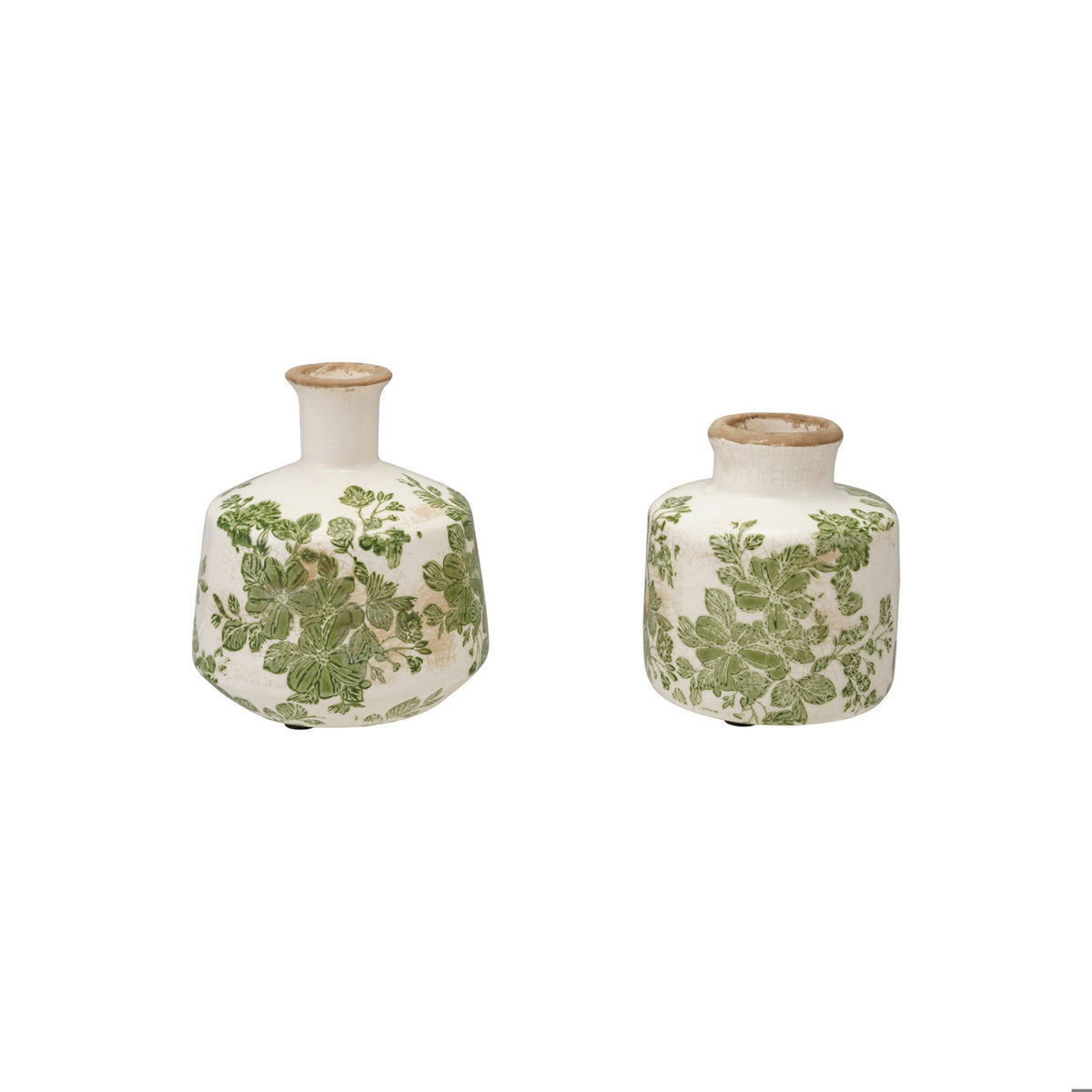 Stoneware Vase with Botanicals, 2 Styles