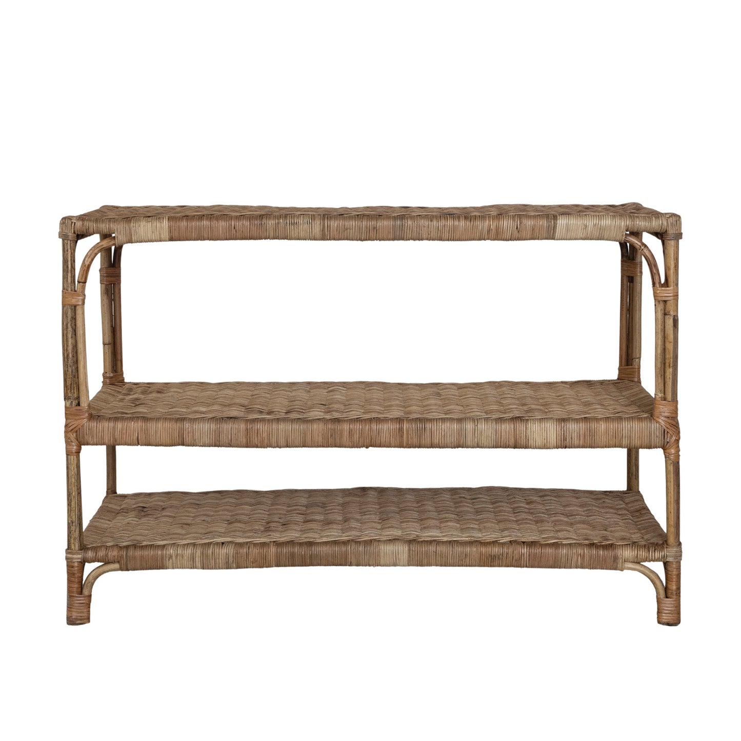 Hand-Woven Wicker 3-Tier Console Table Natural