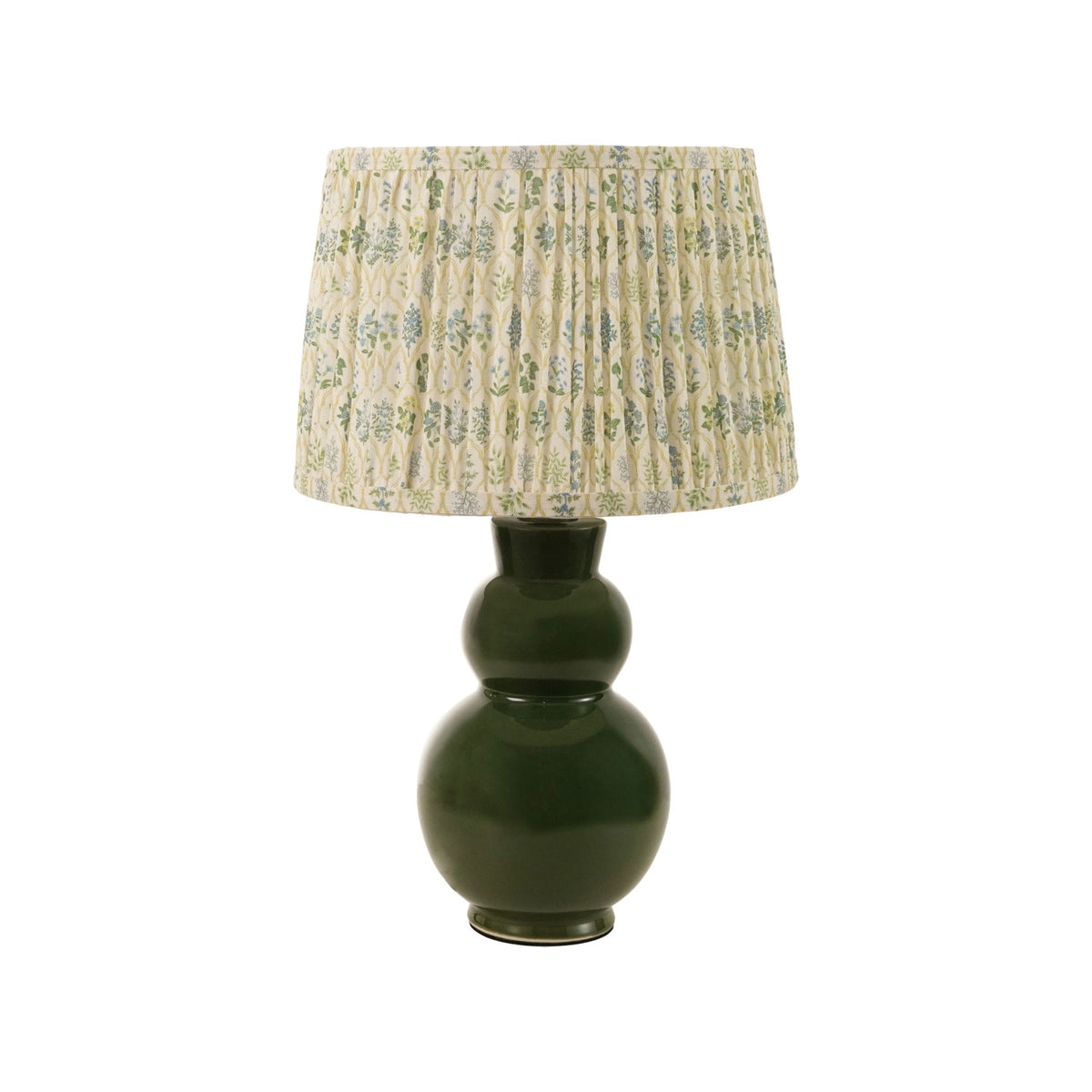Stoneware Table Lamp with Pleated Fabric Shade & Inline Switch