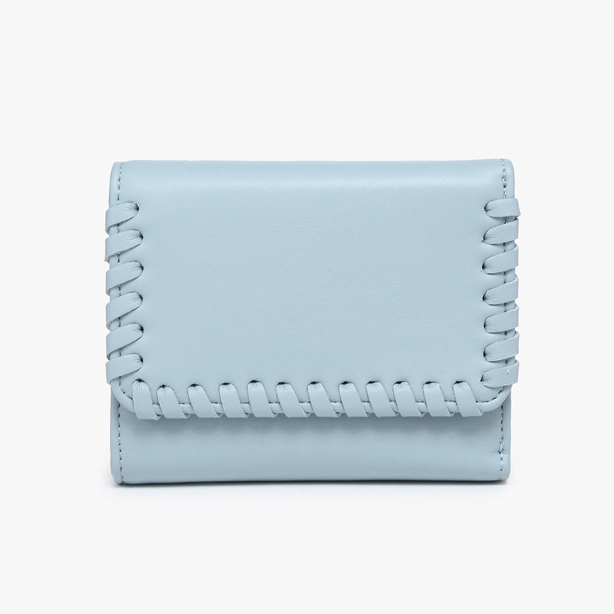 Logan Whipstitch Tri-Fold Wallet Dusty Blue