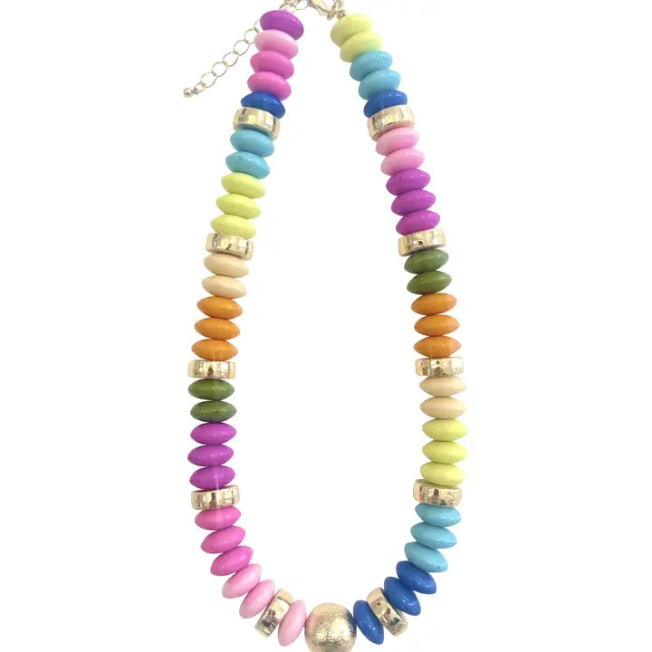 Tobie Beaded Disc Necklace Rainbow