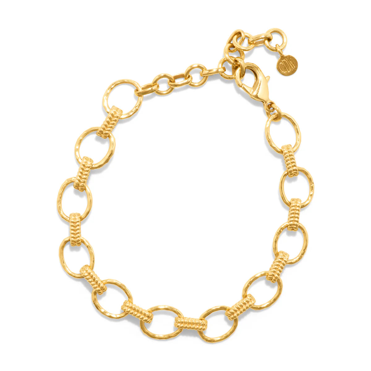 Gold Cleopatra Small Link Bracelet in Hammered Gold 7"+1.5"