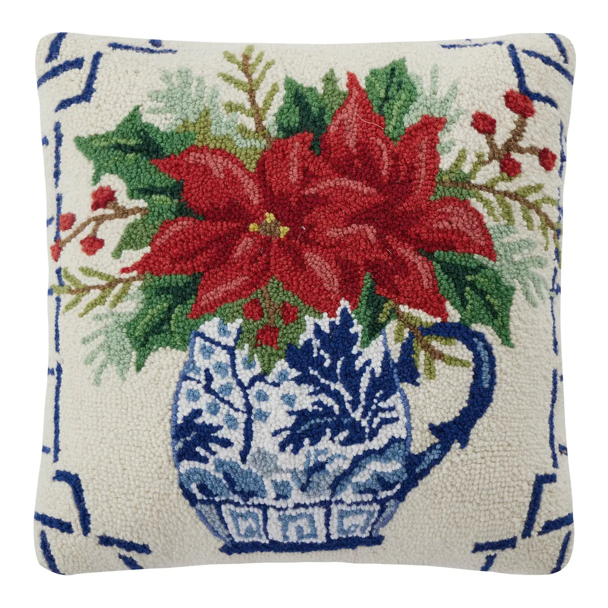 Chinoiserie Poinsettia Hook Pillow