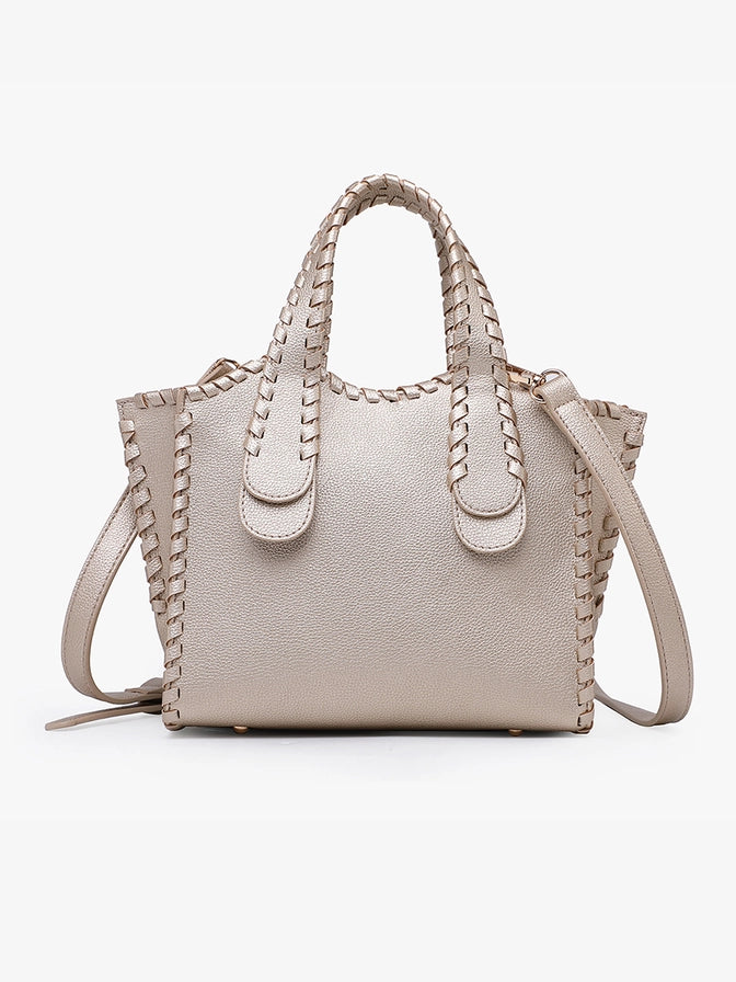 Marla Whipstitch Shaped Satchel Gold