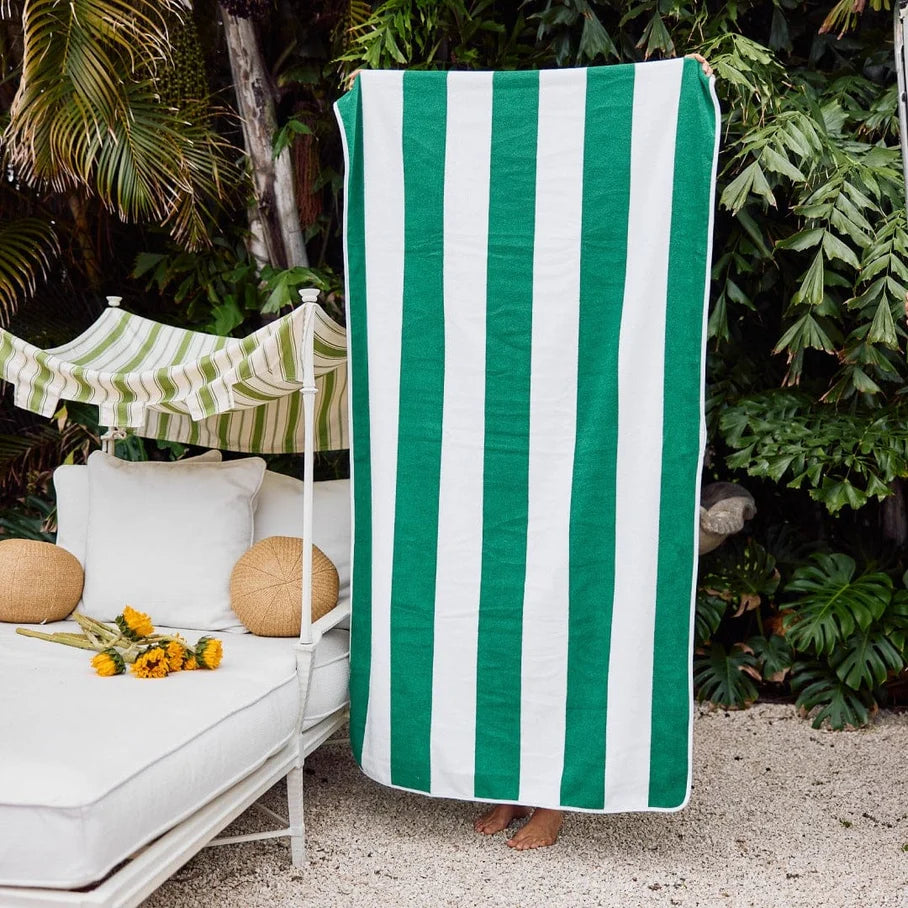 Beach Towel Green Cabana Stripe