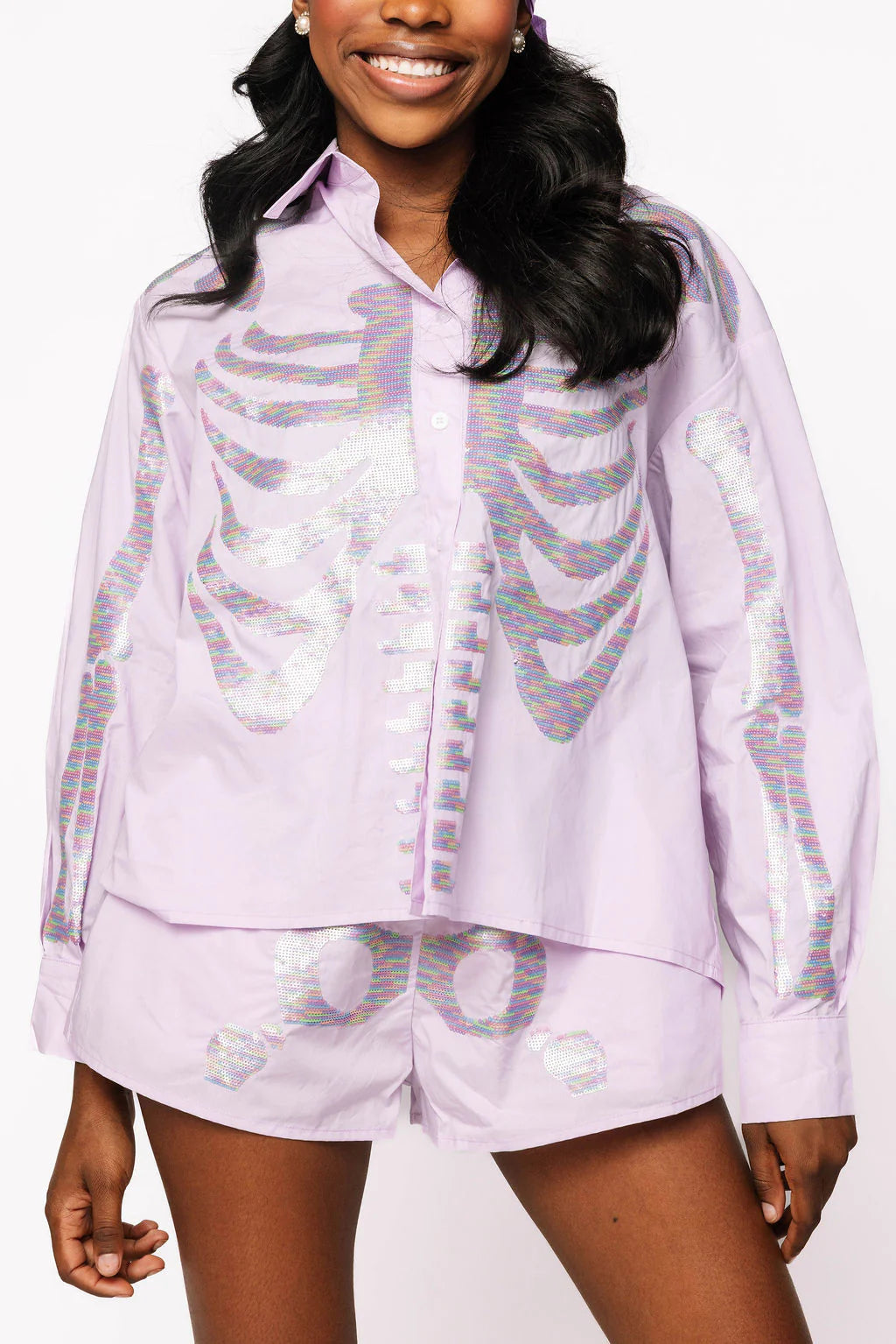 Lavender Tonal Skeleton Cotton Short