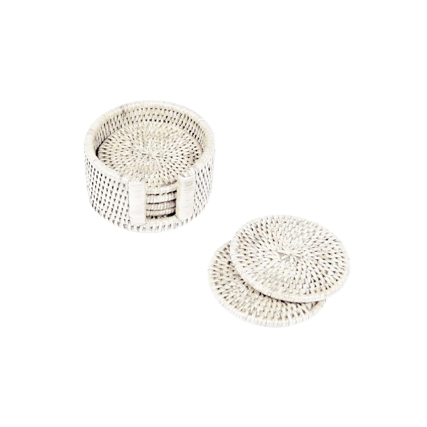 Cream Round Rattan Coaster S/6