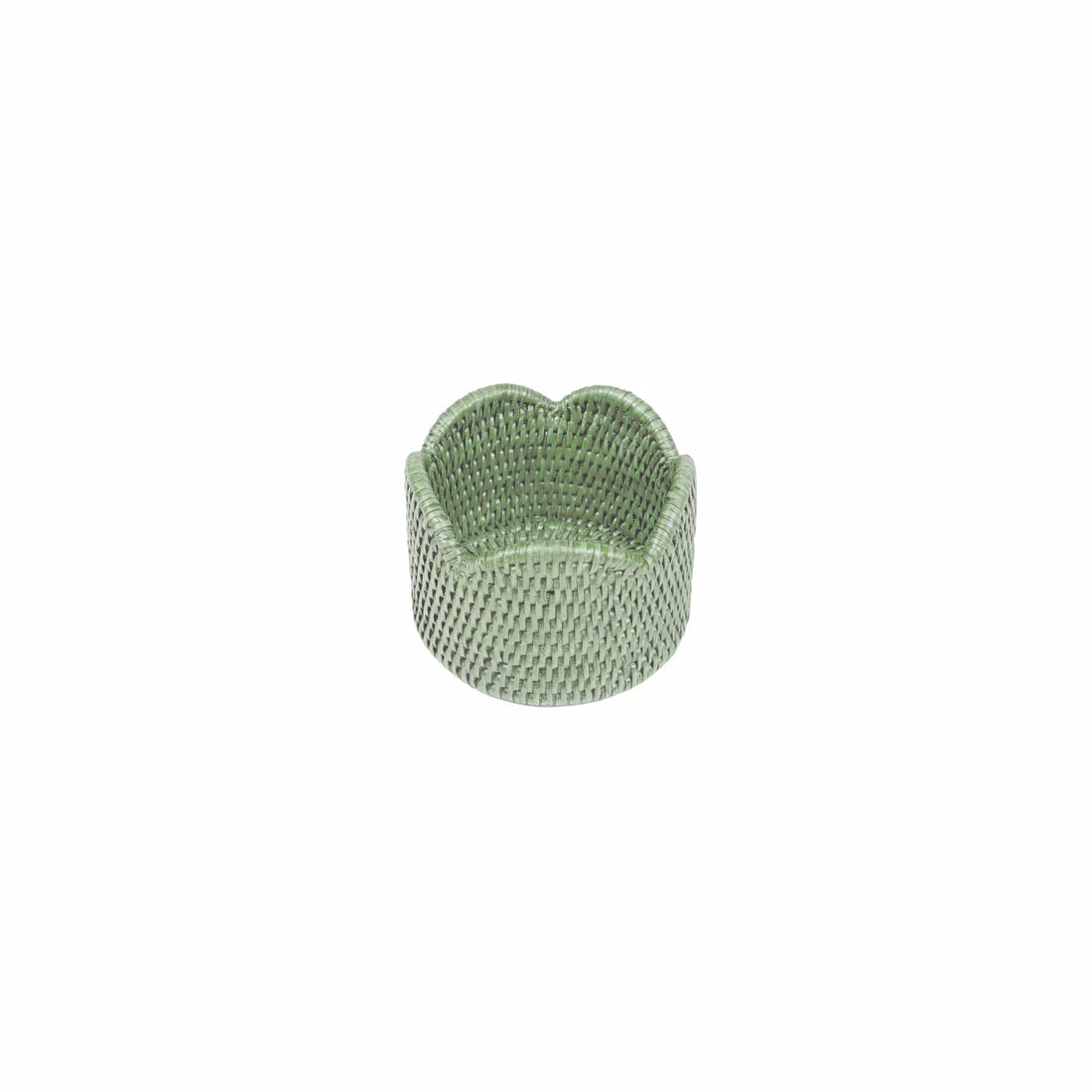 Rattan Scallop Wine Coaster Green Rattan