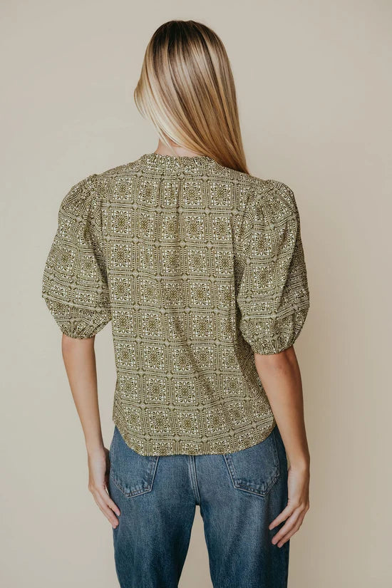Alix Blouse Olive Tile