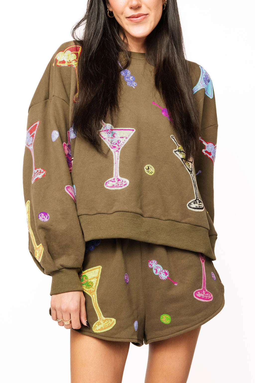 Olive Green Multi Martini Sweatshirt