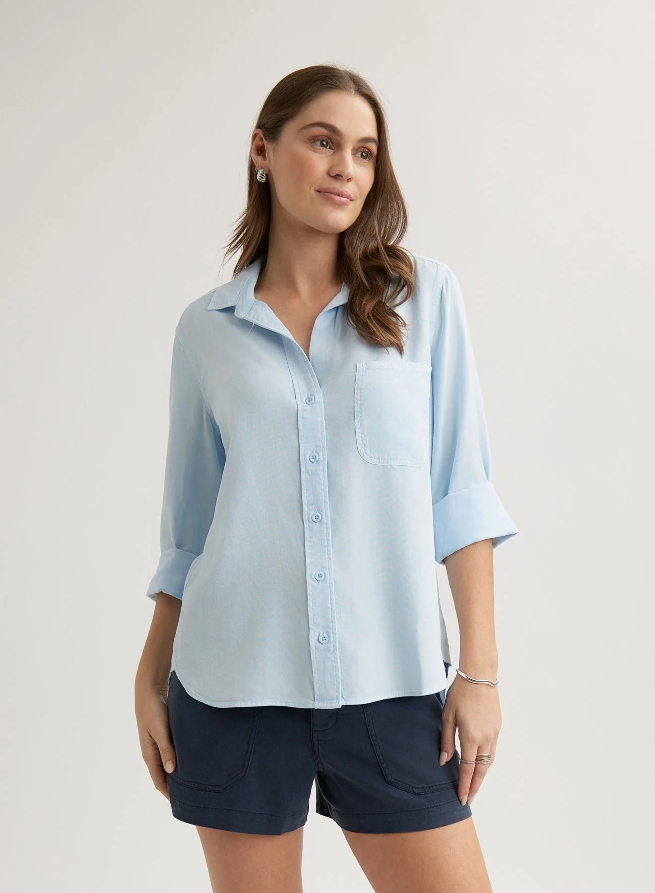 Shirt Tail Button Down Clear Water