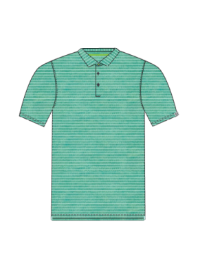 Cloud Polo Brookline Stripe Sea Green Heather & Coast