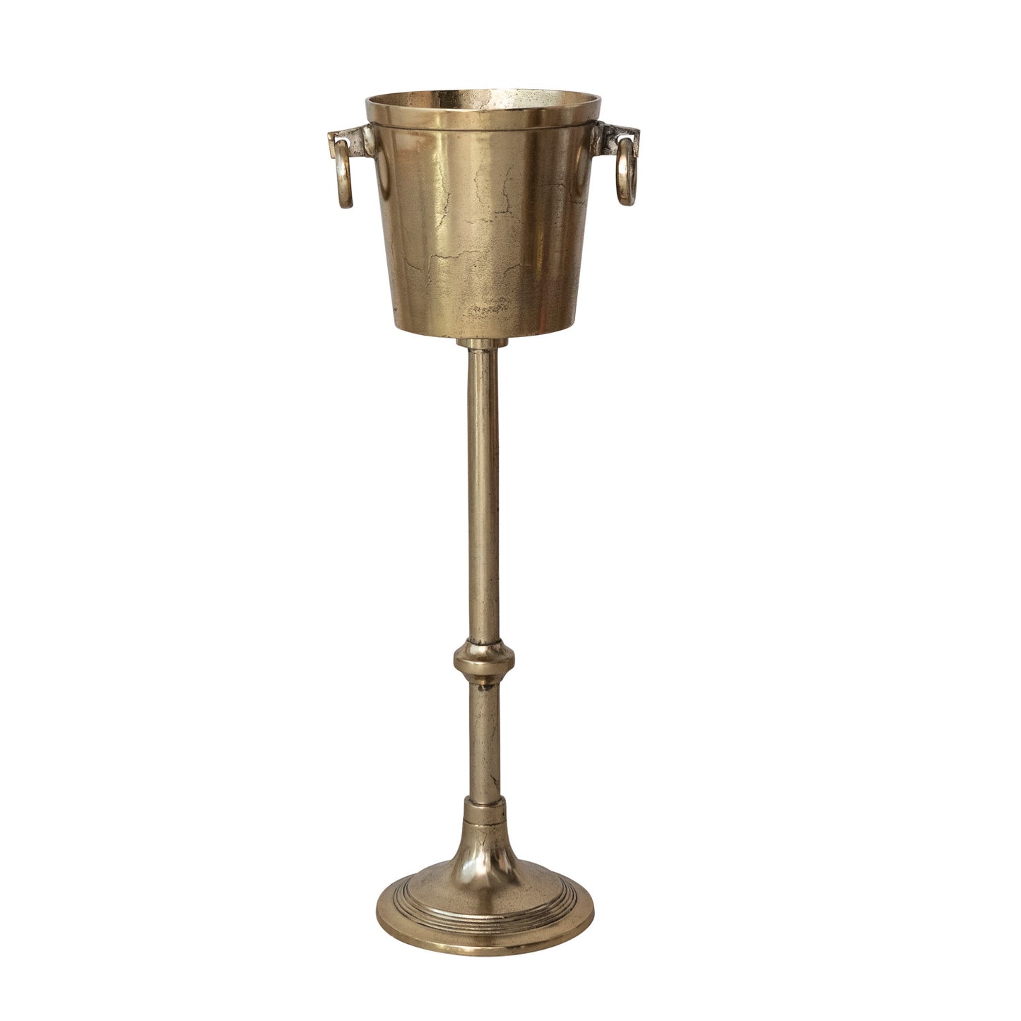 Cast Aluminum Bottle Cooler with Ring Handles Gold Finish