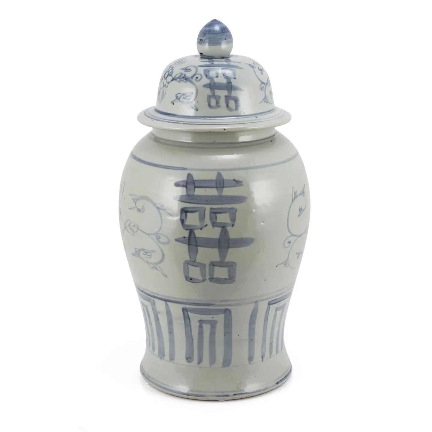 BW Temple Jar Seagrass Double Happiness Motif