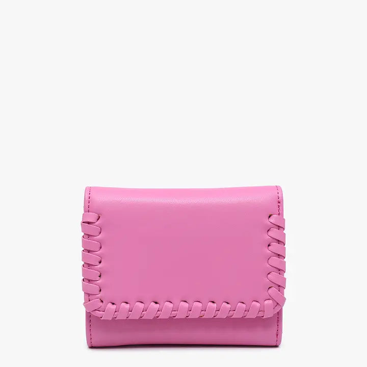 Logan Whipstitch Tri-Fold Wallet Bubblegum