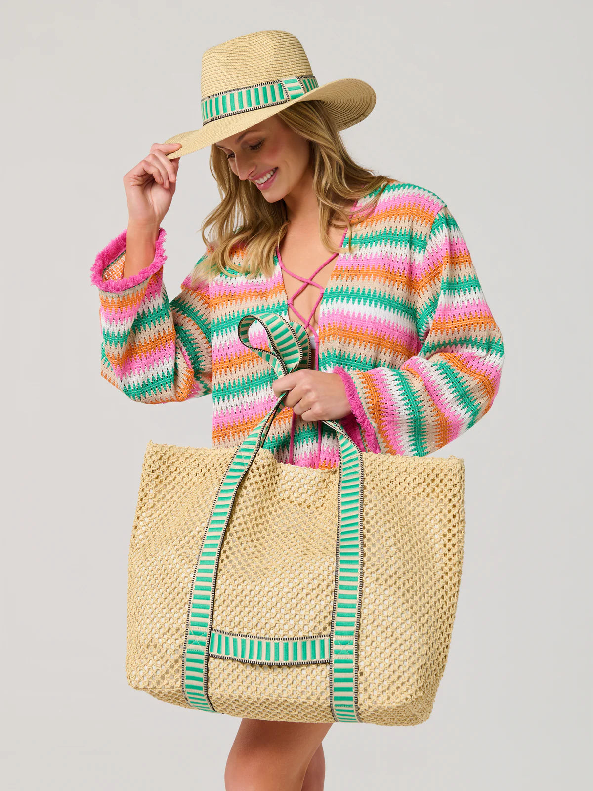 Dorian Tote and Hat Set Green