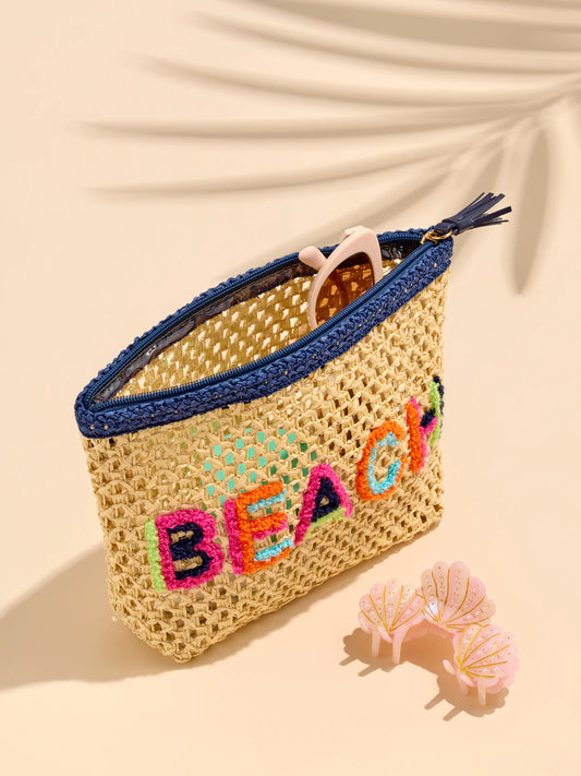 Beach Straw Zip Pouch Natural